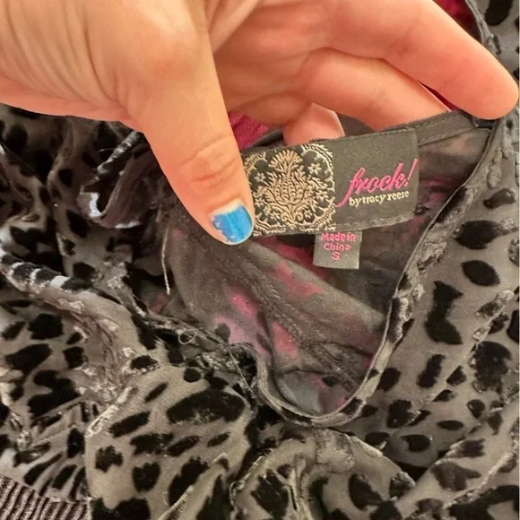Frock! By Tracy reese women’s black velvet sheer leopard print dress size small - Picture 4 of 4